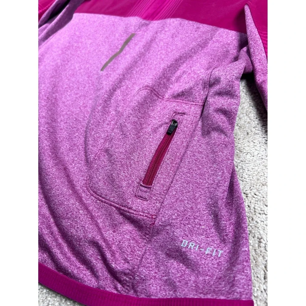 Nike Dri-FIT Running Half Zip‎ Pullover Top Pink Women's M Retro Neck Cold